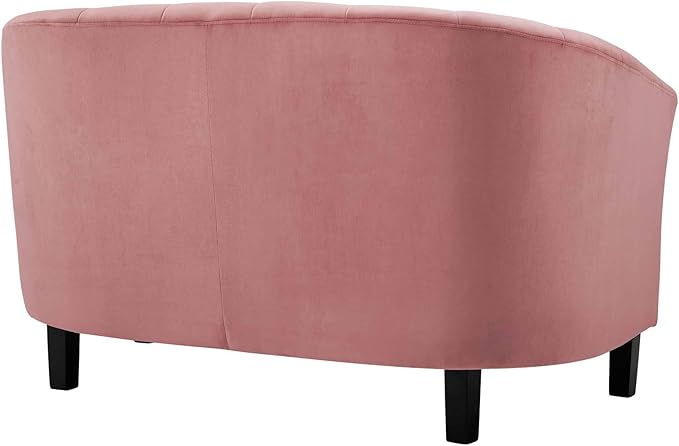 Modway Prospect Channel Tufted Upholstered Velvet Loveseat Dusty Rose