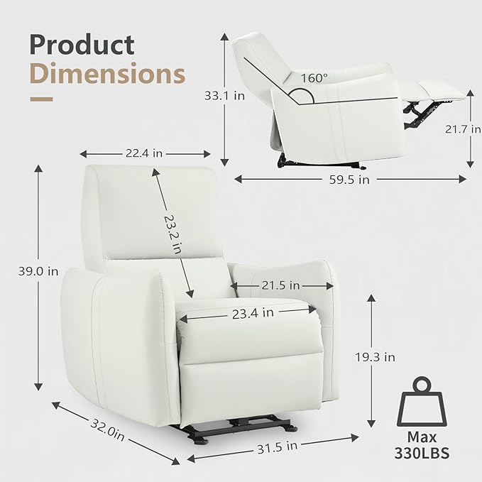 cinkehome Wall Hugger Power Recliners for Small Spaces Electric Recliners with USB Modern RV Recliner Chair for Living Room Apartment