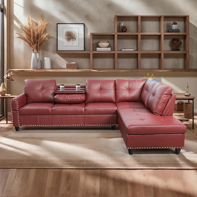 L-Shaped Combination Sofa Set Luxurious Synthetic Leather Living Room Sofa Suitable for Living Rooms Bedrooms Apartments and Offices