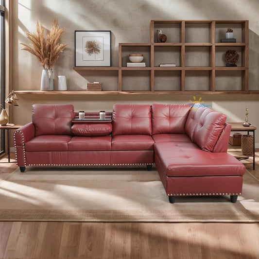L-Shaped Combination Sofa Set Luxurious Synthetic Leather Living Room Sofa Suitable for Living Rooms Bedrooms Apartments and Offices