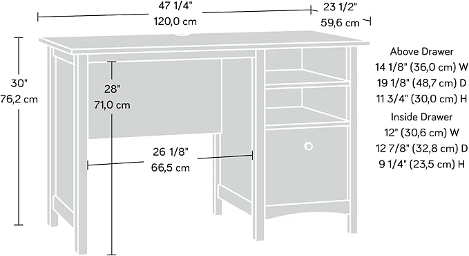 Sauder Union Plain Single Pedestal Desk Prairie Cherry Finish