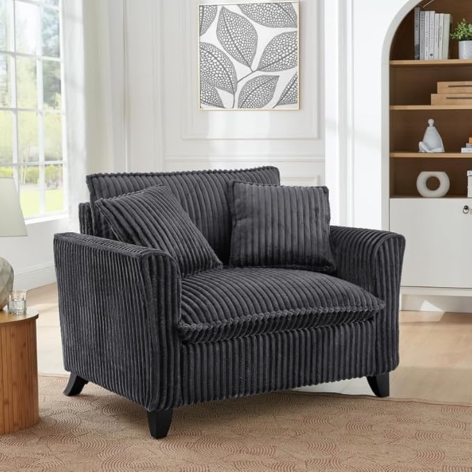 Polibi Lazy Comfortable Single-Person Sofa Chair with High-Resilience Cushion and a backrest Compact Single Seater for Living Room &amp Bedroom Grey
