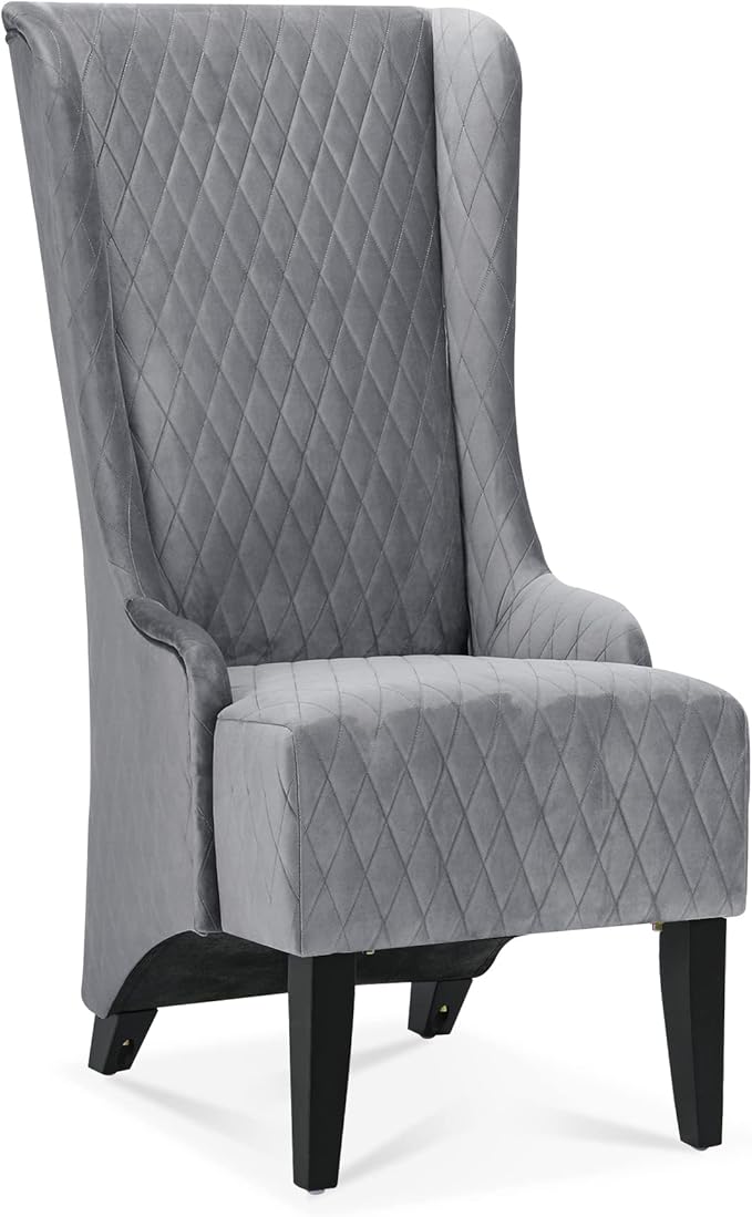 GDFStudio 23 Wide High Back Accent Chair Upholstered Wingback Chair Armless Design Modern Vintage High Back Chair with Soft Padded Seat and Wooden Legs for Living Room Bedroom Gray+Fabric