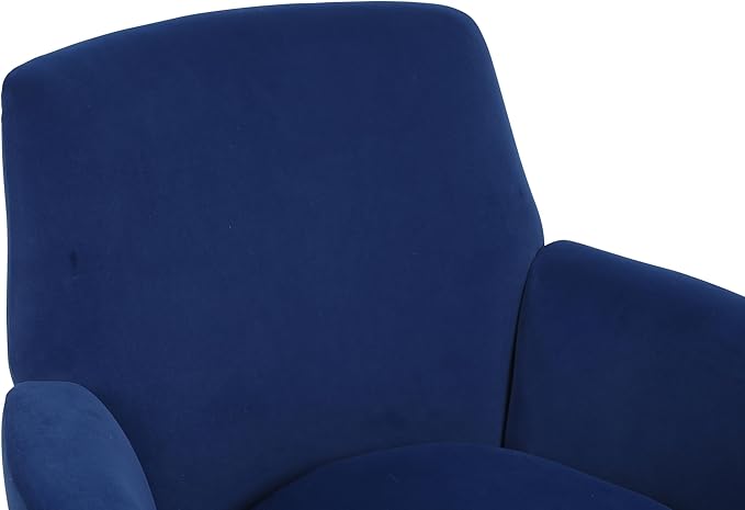 Navy Velvet Swivel Accent Chair for Living Room &amp Bedroom - Comfy Round Barrel Chair with Gold Base