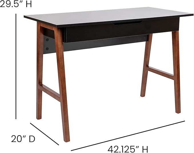 Flash Furniture Darla Computer Desk - Black Home Office Desk with Storage Drawer - 42 Long Writing Desk for Bedroom