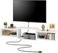 IBUYKE Floating TV Stand Wall Mounted with Power OutletModern Wood Wall Mounted Media Console ShelfFloating Entertainment Center for Under TV Storage for Living Room Bedroom OfficeWhite WST001W