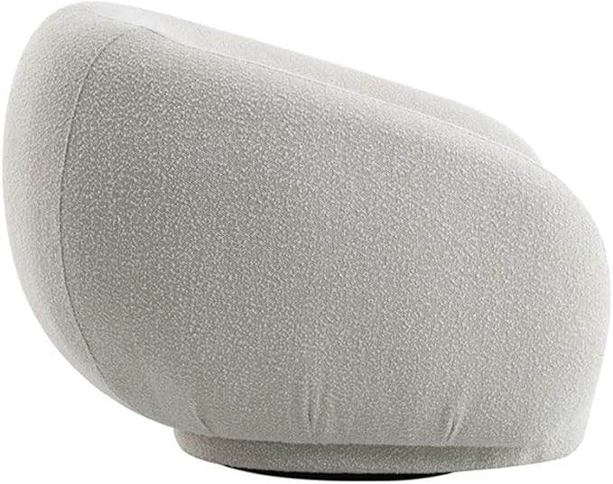 BOWERY HILL Contemporary Swivel Accent Chair 42 W x 40 D x 30 H Boucle Fabric Upholstered in Beige Plush Foam Cushion Modern Style 360-Degree Rotation Living Room or Reading Nook Seating