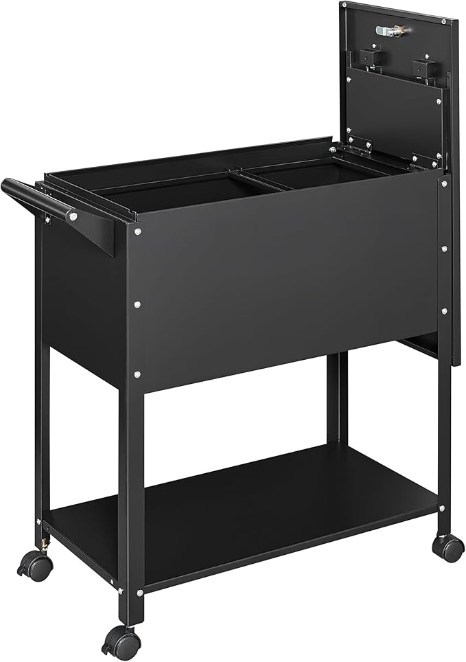 Yizosh Metal Rolling File Storage Cart with Wheels Mobile File Cabinet with Lock Filing Cabinet Organizer for Legal/A4 (Black)