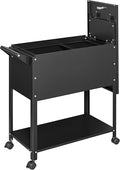 Yizosh Metal Rolling File Storage Cart with Wheels Mobile File Cabinet with Lock Filing Cabinet Organizer for Legal/A4 (Black)