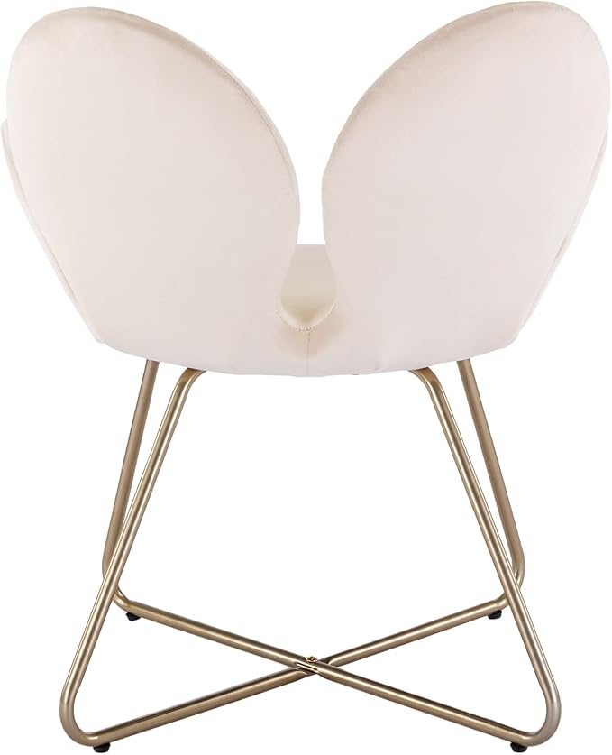 Modern Velvet Accent Chair Comfy Cute Upholstered Vanity Desk Chair w/Metal Legs Soft CushionArmchair for Living Room 2PC/Set