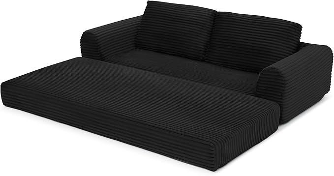 Foldable Boneless Love Seat Couches in a Box Modern Floor Foam Sleeper Sofa Bed 2-in-1 Convertible Cloud Sofa for Home Apartments Bedroom