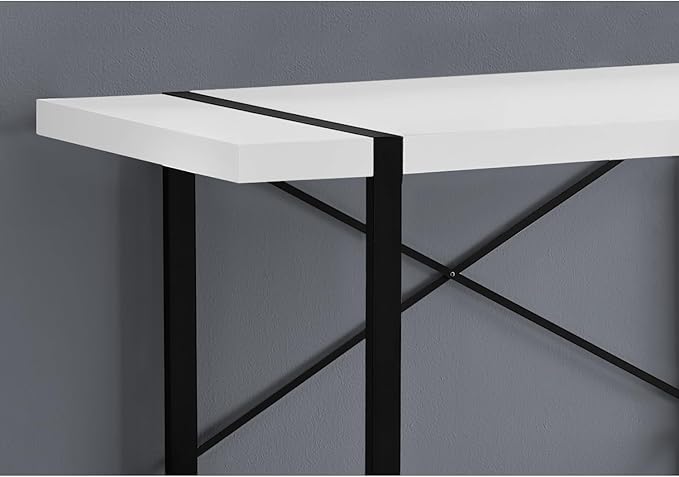 Industrial-Style Computer Desk 48 L White Laminate Black Metal Legs Modern Home Office Laptop Workstation