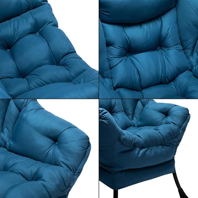 HollyHOME Lazy Chair with Armrest and Side Pocket Comfy Accent Lounge ChairLeisure Sofa Armchair for Living Room Bedroom Dorm or Small Spaces Oversized Reading Sofa ChairNavy Blue