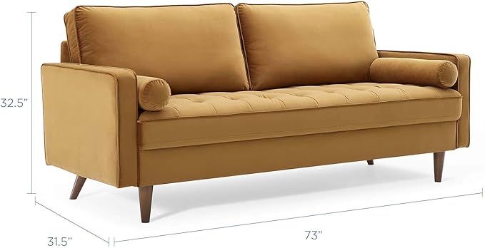 Modway EEI-3764-COG Valour Performance Velvet Sofa Cognac