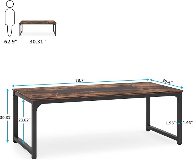 Tribesigns Modern Computer Desk 78.7 x 39.4 inch X Large Executive Office Desk Computer Table Study Writing Desk Workstation for Home OfficeRustic/Black