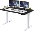 Rise UP Dual Motor Electric Standing Desk 60x30 Black Desktop Premium Ergonomic Adjustable Height sit Stand up Home Office Computer Desk Table Motorized Powered Modern Furniture Small Standup Table