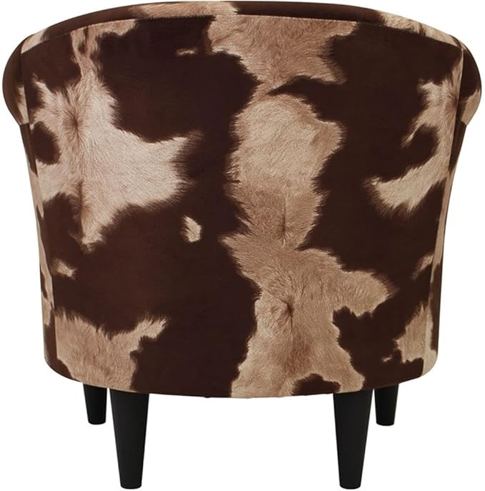Pemberly Row Traditional Fabric Club Chair 32 H x 30.5 W x 27.5 D EPS Material Brown Multi Finish Padded Seat Rounded Arms Tapered Legs Safari Animal Print Accent Chair for Living Room or