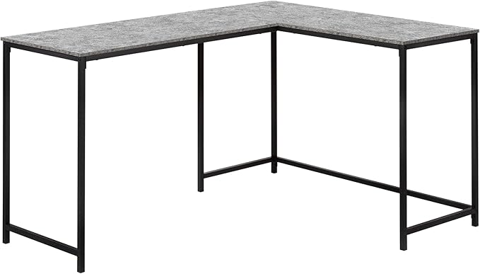 Computer Desk Home Office Corner 58 l L Shape Work Laptop Grey Laminate Black Metal Contemporary Modern