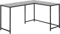 Computer Desk Home Office Corner 58 l L Shape Work Laptop Grey Laminate Black Metal Contemporary Modern