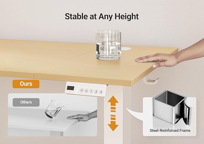 YDN Electric Standing Desk Adjustable Height Stand up Desk 40 x 24 Inches Sit Stand Home Office Desks White Frame/Nature Top