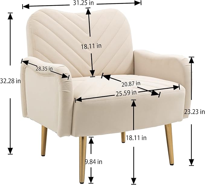 Velvet Chair Accent Chair/Living Room lesiure Chair with Metal feet