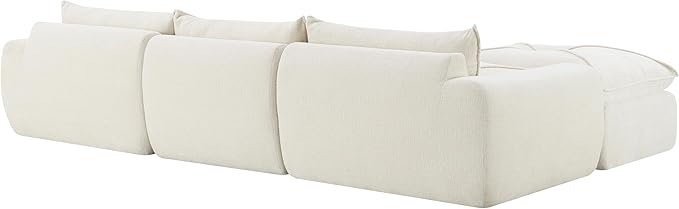 116 Modular Sectional Sofa with OttomanCloud Sectional CouchNo Assembly RequiredModern Modular L-Shape SofaBoucle FabricBoneless Upholstered Couches for Living Room BedroomSoft Cream White
