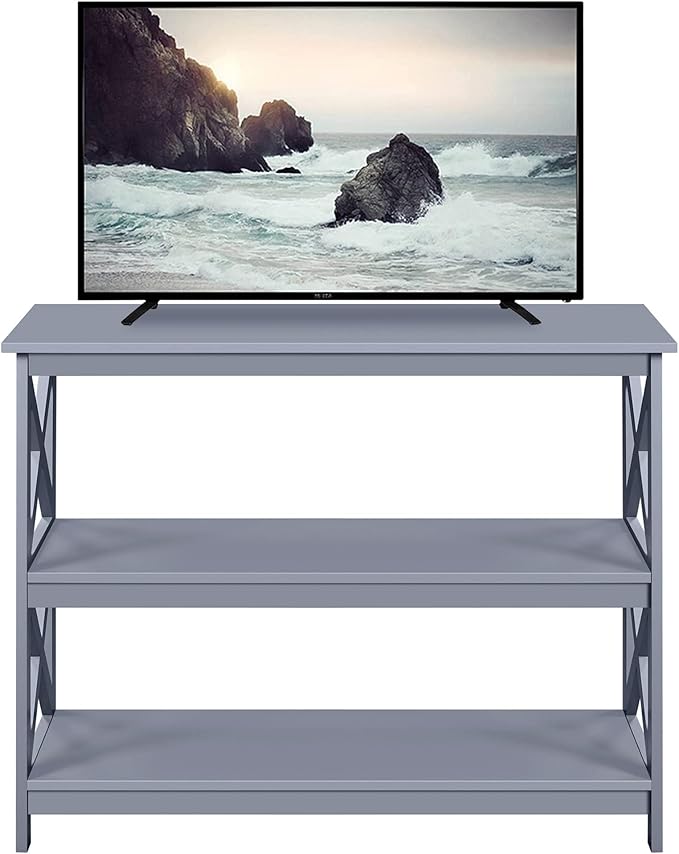 Yaheetech Television Stands &amp Entertainment Centers with 3 Tier Storage Shelf TV Stand for Living Room Gray