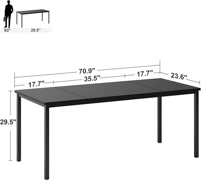 Need 70.8 Inch Executive Office Desk Large Stylish Computer Desk Simple Study Writing Desk Workstation Business Furniture for Home Office Black