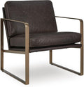 Signature Design by Ashley Bradett Modern Leather Upholstered Accent Chair with Metal Frame Dark Brown &amp Metallic