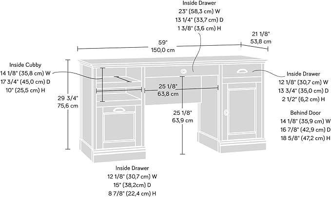 Sauder Barrister Lane Executive Desk White Plank Finish