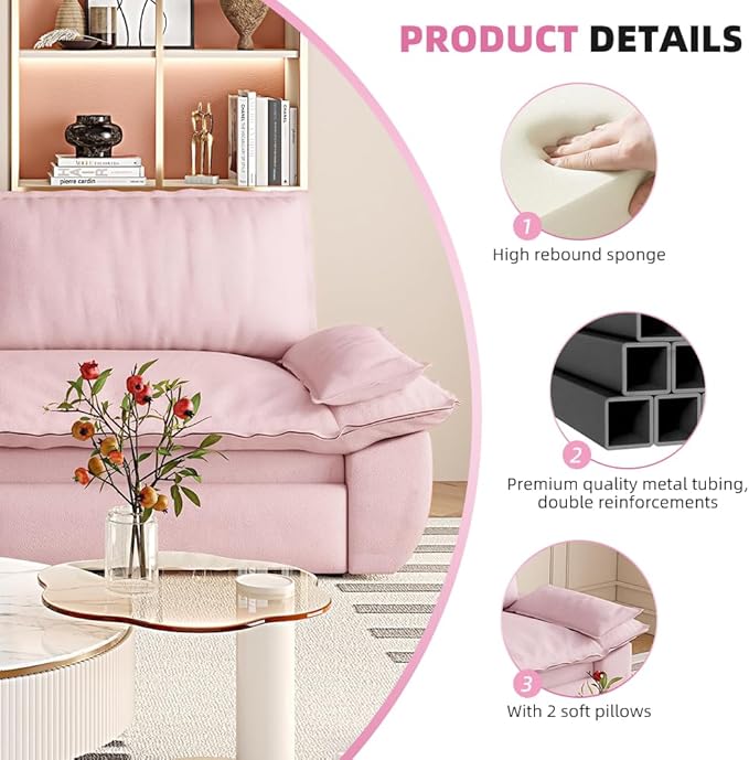 KEIKI 73.2 Queen 3-in-1 Convertible Sofa Bed Pull-Out Sleeper Loveseat Modern Velvet Couch with Chaise Lounge Boneless Comfy Design Ideal for Apartments Living Rooms &amp Compact Spaces