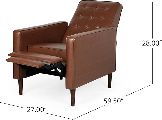 KEIKI Push Back Chair for Living Room Mid-Century Modern Recliner with Birch Legs