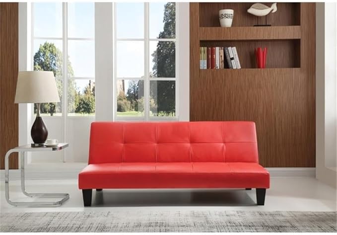 Glory Furniture Alan Faux Leather Sleeper Sofa in Red