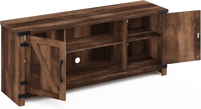 Furinno Cabinet Stand with Storage for TV up to 65 Inch 70 Inch Rustic Brown