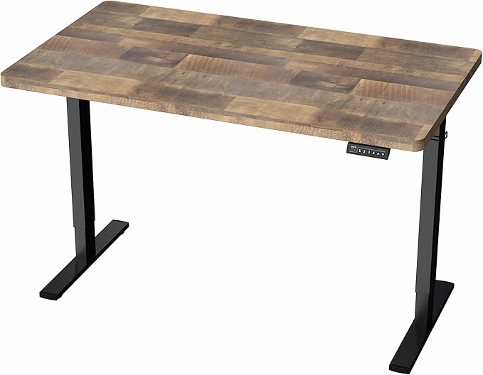VIVO Electric 43 x 24 in Standing Desk Memory Height Adjustment 1B Series Holds 220 lbs One-Piece Reclaimed Wood Top Black Frame DESK-KIT-1B4P