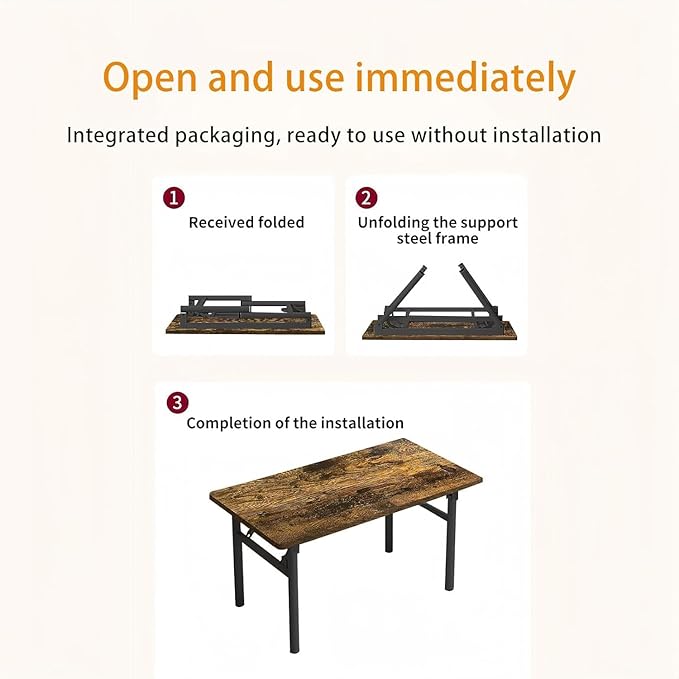 Folding Desk 31.5 Foldable Desk for Small Spaces - Space Saving Folding Computer Desk Portable Compact Design for Home Office Bedroom Dorm &amp Apartment No Assembly Required