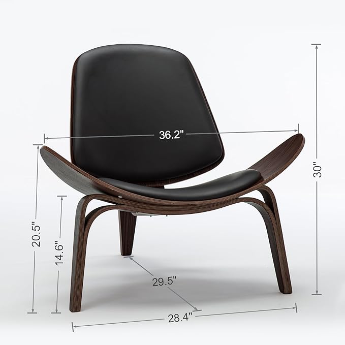 OAKHAM Comfy Shell Chair Mid Century Modern Accent Chair for Living Room and Bedroom with Protective Foot Pads Ergonomic (Oak Black)