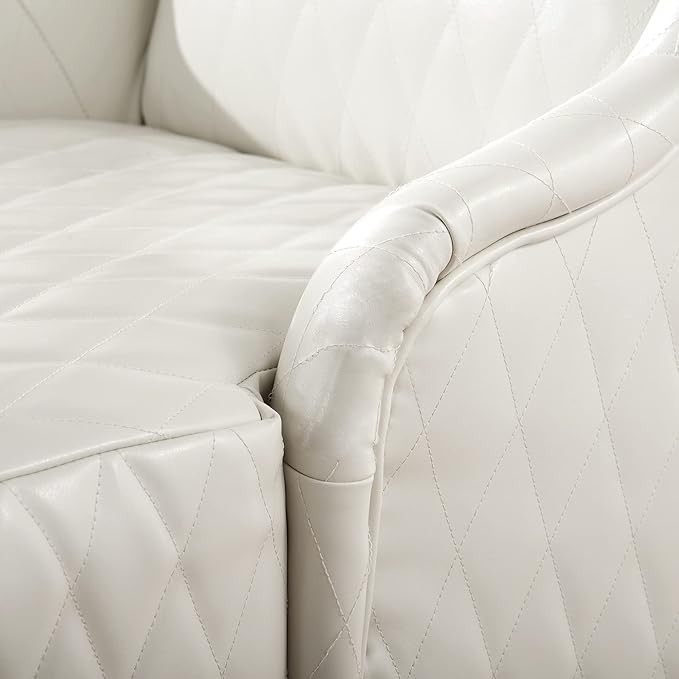 GDFStudio 23 Wide High Back Accent Chair Upholstered Wingback Chair Armless Design Modern Vintage High Back Chair with Soft Padded Seat and Wooden Legs for Living Room Bedroom White+PU