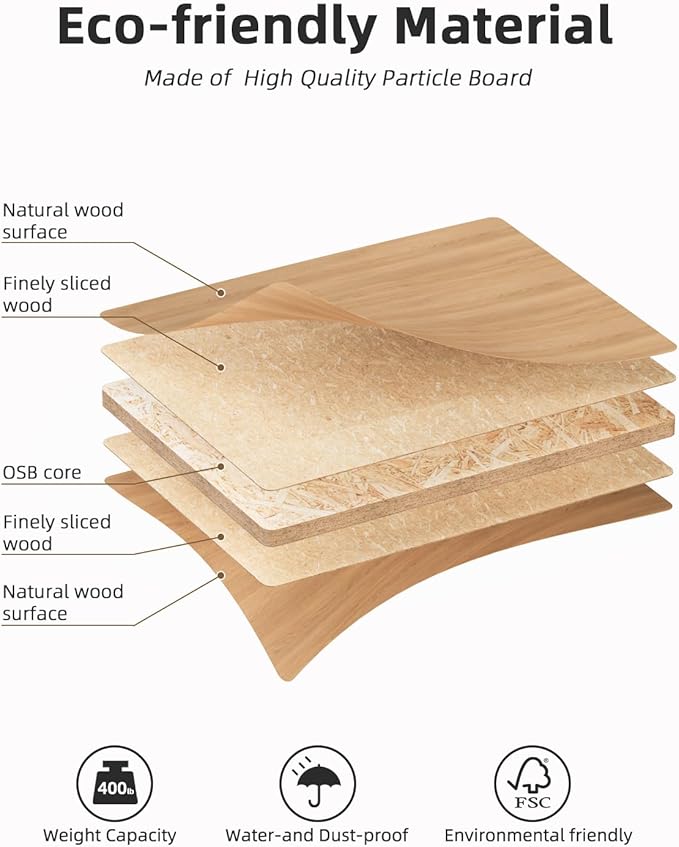 Universal 43 x 24 One-Piece Particle Board Table Top 1 Thick Desktop for Stand Up Height Adjustable Desk Frames Home Office Tabletop Countertop DIY Elmwood