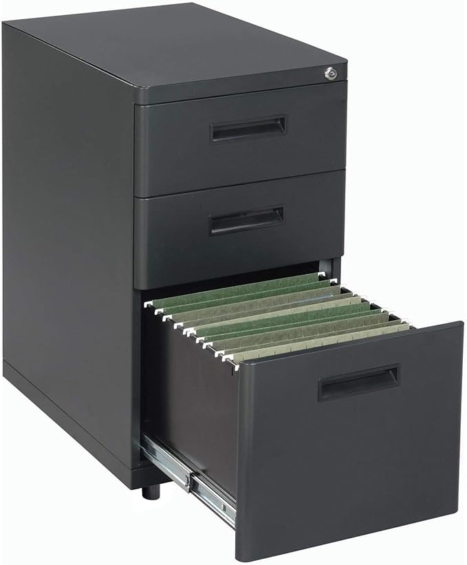 Global Industrial 3 Drawer Pedestal File Cabinet Black