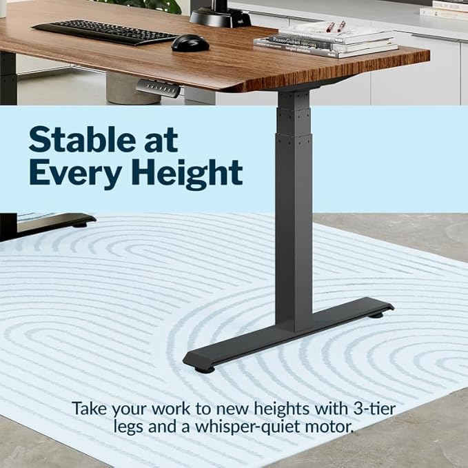 Vari ComfortEdge 60x30 Inch Adjustable Electric Standing Desk – Sit Stand VariDesk with Memory Presets Sloped Edge 200 LB Capacity + Tool-Free Assembly (Walnut)