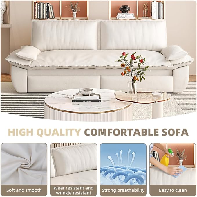 Pull Out Sofa Bed Queen 3 in 1 Convertible Sleeper Sofa Couch with Pullout Bed Comfy Futon Sofa cama moderno Velvet Recliner Loveseat for Living Room Apartment Small Space 73.2 Beige