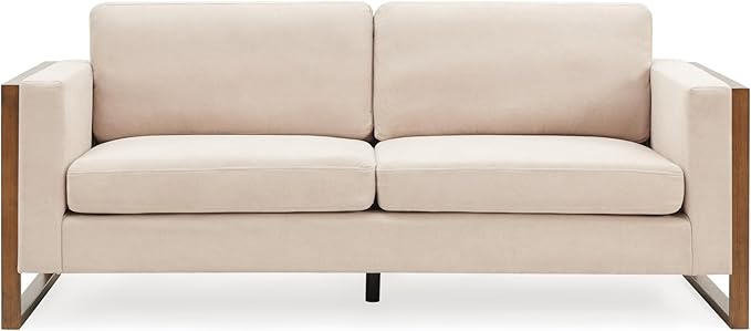 Christopher Knight Home Bricez 79 Sofa Couch Cozy Upholstered 3-Seater Sofa Oversized Loveseat Comfy Fabric Couches for Living Room and Office Modern Couch and Sofa Wooden Frame Taupe Beige