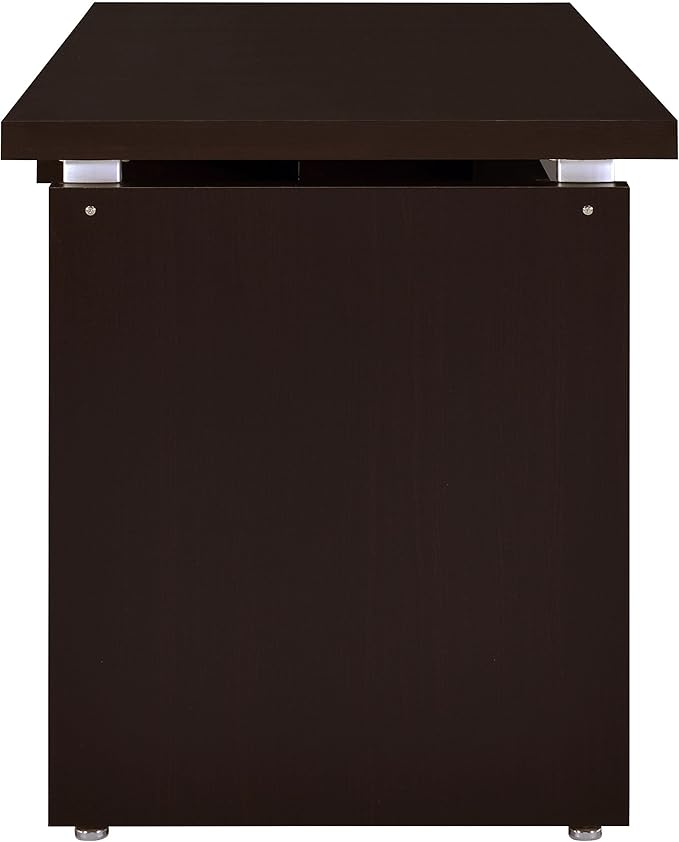 Coaster Home Furnishings - Skylar - Engineered Wood - 83-Inch L-Shaped Computer Desk with Keyboard Tray Slide-Out Tray and Metal Extension Glide - Home Office - Cappuccino - 800891L