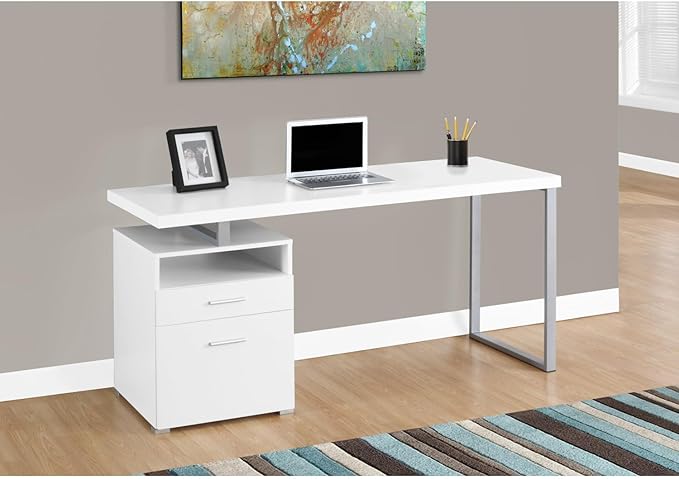 Sleek and Stylish 60 L Computer Desk with Storage Drawers - Contemporary Work Desk for Home Office
