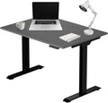 Progressive Desk Stand Up Electric Standing Desk Compact Home Office Table Black Frame and Gray Oak MDF Tabletop Prime Ryzer 42 x 24