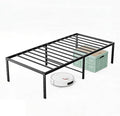 Sweetcrispy Twin XL Size 16 Inch Platform Bed Frame Heavy Duty Metal Foundation Frame Noise-Free Sturdy Steel Slats Underbed Storage No Box Spring Needed Quick Setup