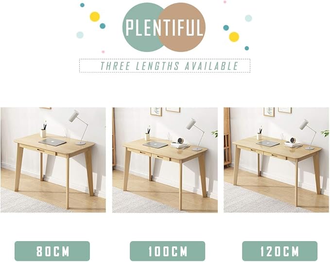 IOTXY Solid Wood Writing Desk - Home Office Workbench Desk with Drawer Laptop Computer Work Study Table