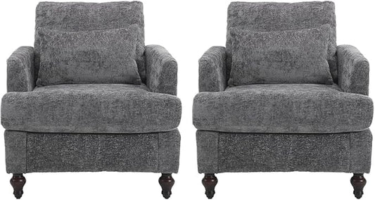 Upholstered Living Room Chair Chenille Accent Chair Single Sofa with Cushion &amp Solid Wood Frame Mid Century Modern Armchair for Bedroom Office