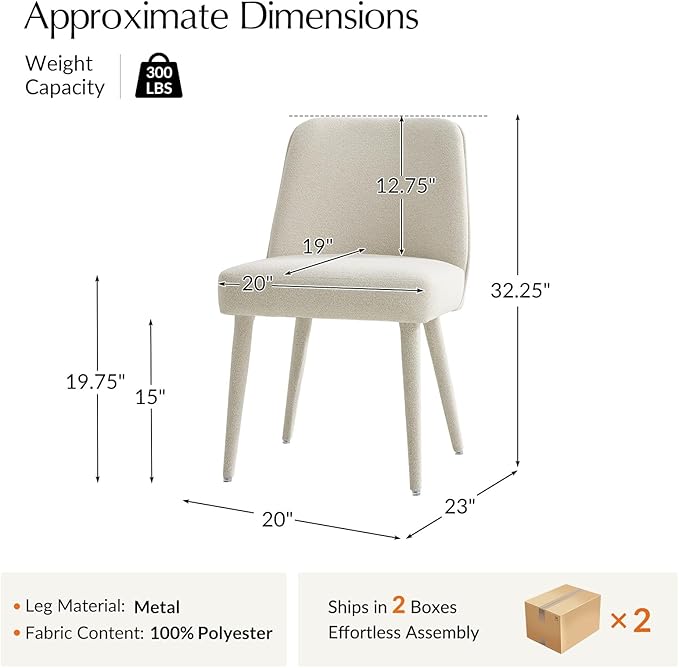 HULALA HOME Modern Dining Chairs Set of 4Linen Fully Chenille Upholstered Dining Room Chairs Set with Foot Peg Solid Wood Frame Armless Kitchen Accent Chairs for Living Room Bedroom Reception